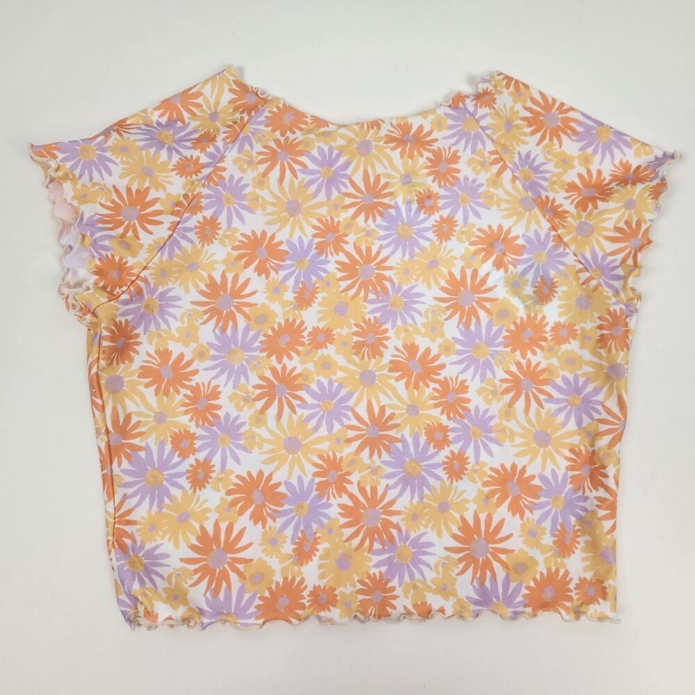 L*Space Wildflower Rashguard Top Short Sleeve Size Small Orange Floral NWT - Picture 3 of 5